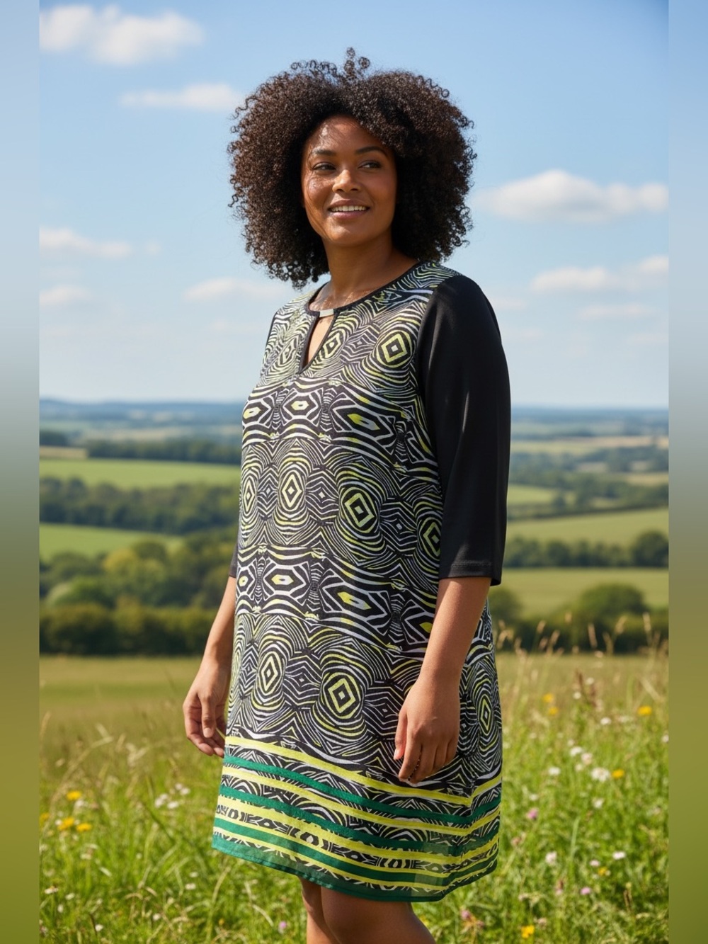 Bianca Nygard Geometric Shift Dress/Tunic-Size 16-Diamond Motif